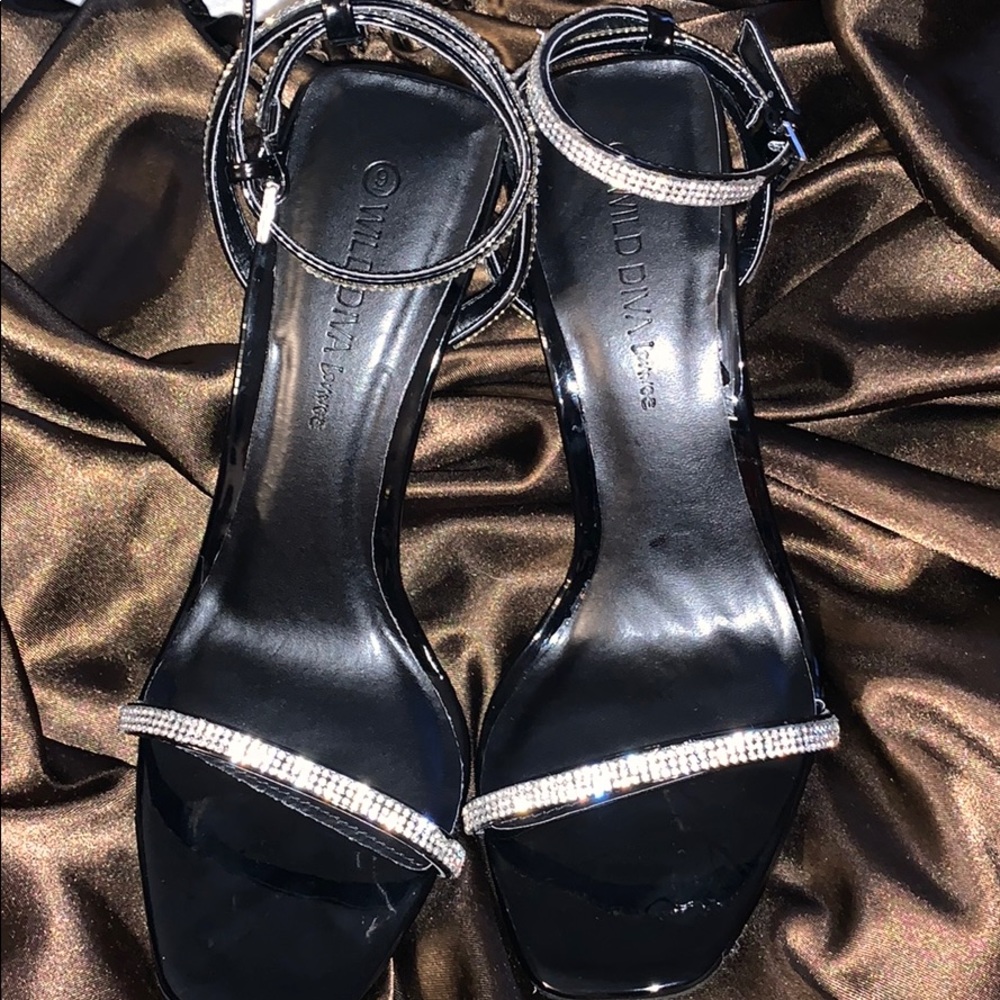 Black Rhinestone Heels